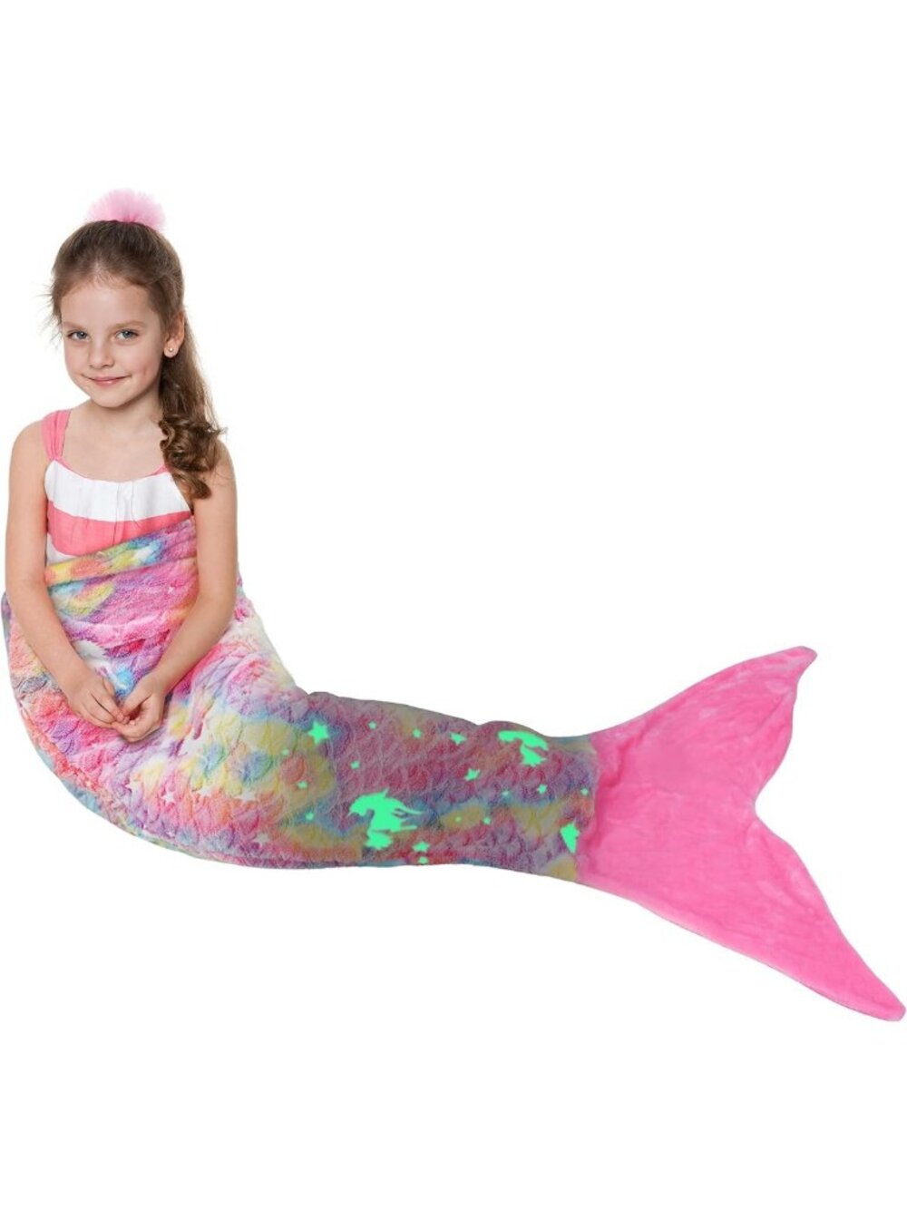 Glow in the Dark Mermaid Tail Blanket | Cozy Wearable Blanket for Kids